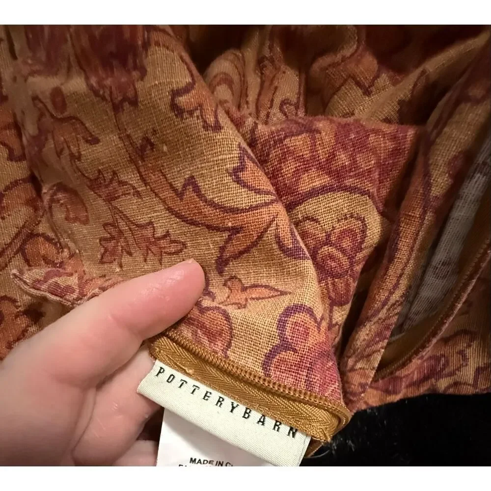 Pottery Barn Cotton Linen Floral Paisley Fall Jacobean pillow shams x 2